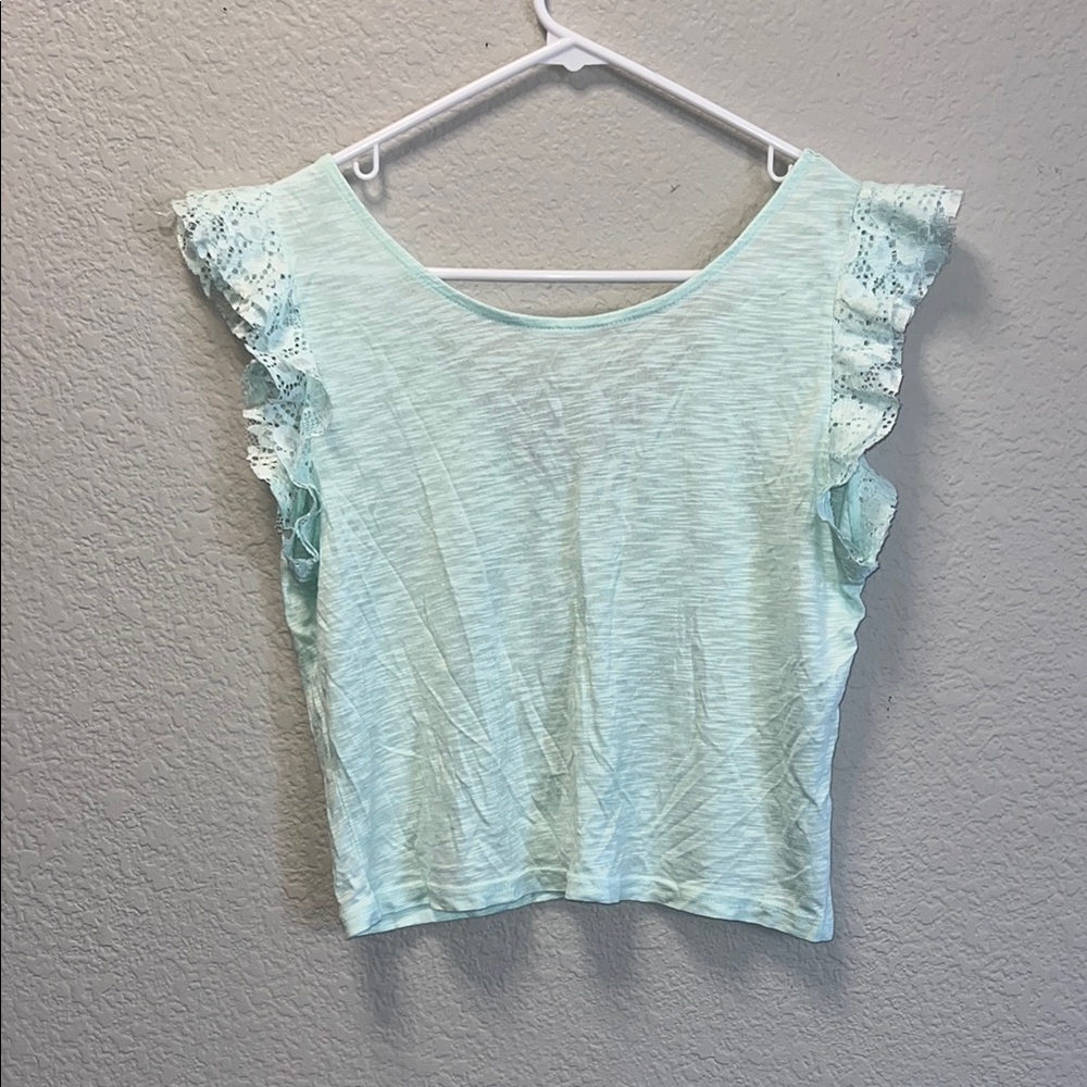 Mint Green Lace Sleeve Women's Top